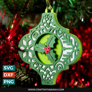 Filigree Christmas Holly Arabesque Ornament SVG