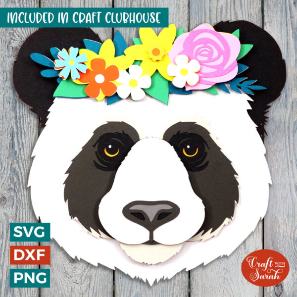 Panda Head Flowers SVG