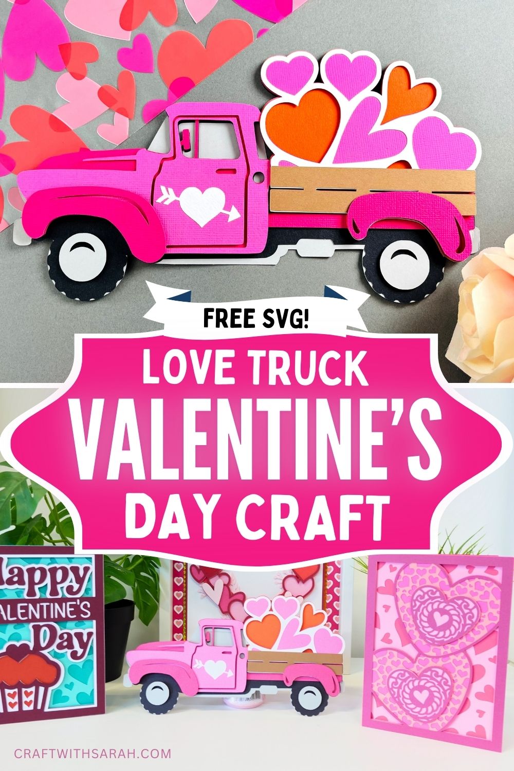 Love truck Valentine's Day craft project to make with a Cricut