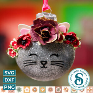 Cat Face SVG for Glitter Ornaments