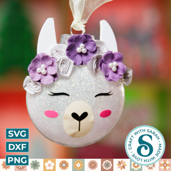 Llama Face SVG for Glitter Ornaments