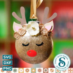 Reindeer Face SVG for Glitter Ornaments