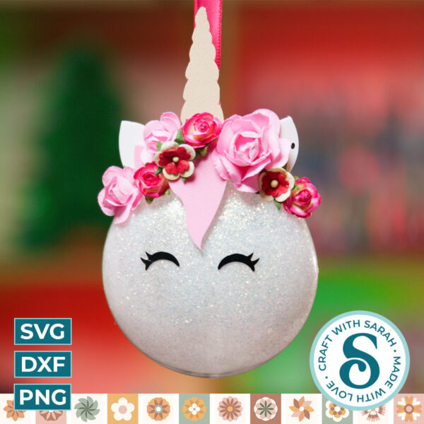 Unicorn Face SVG for Glitter Ornaments