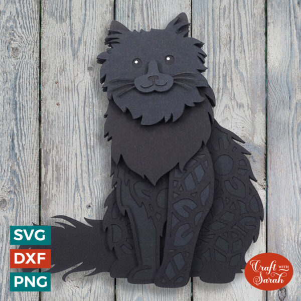 Black Fluffy Cat SVG