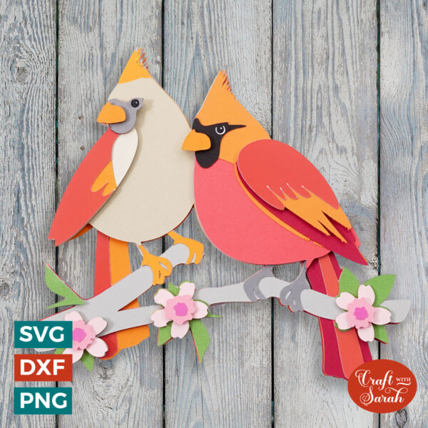 Cardinals on Blossom Branch SVG - Pair
