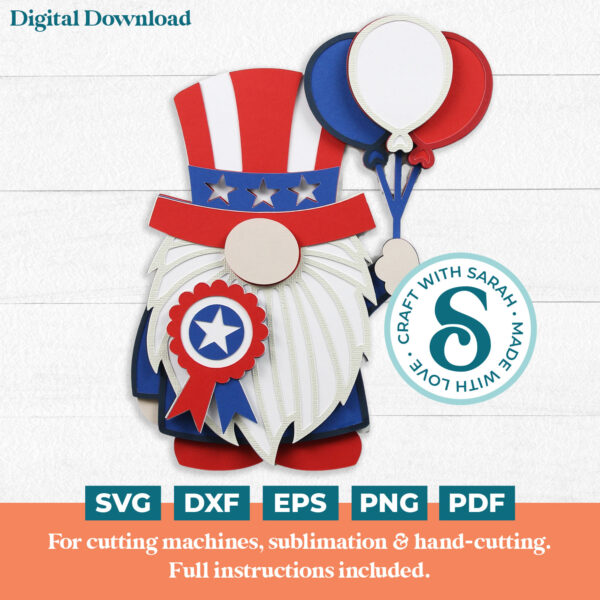 4th July Gnome SVG - Male