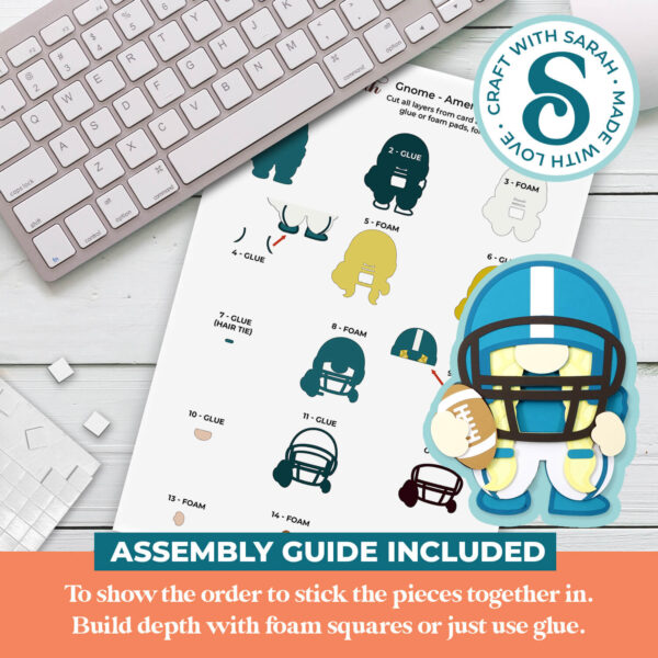 American Football Gnome SVG - Female - Image 3