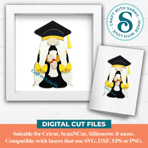 Graduation Gnome SVG - Female - Image 2