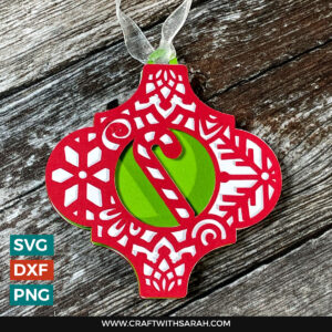 Filigree Christmas Candy Cane Arabesque Ornament SVG