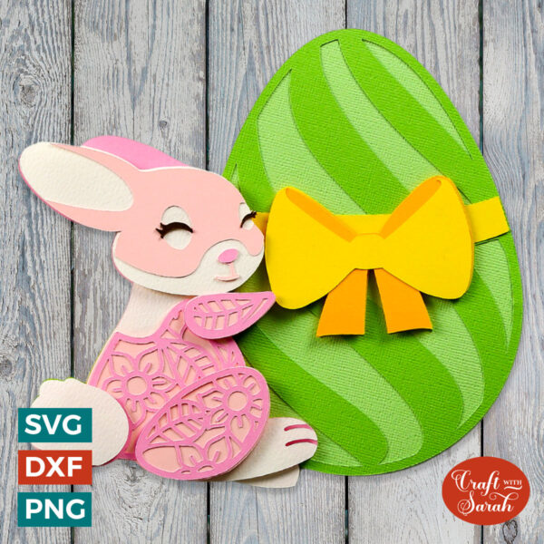 Easter Bunny Hugging Egg SVG