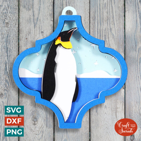 Christmas Penguin Arabesque Ornament SVG