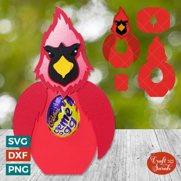 Cardinal Bird Chocolate Egg Holder SVG
