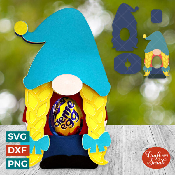 Female Easter Gnome Chocolate Egg Holder SVG