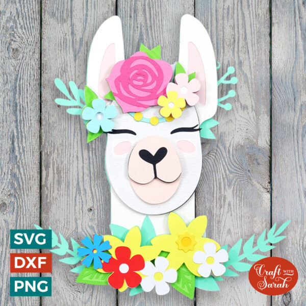 Llama with Flowers SVG