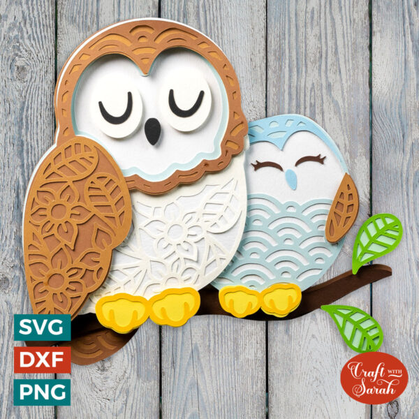 Mother & Baby Owls SVG