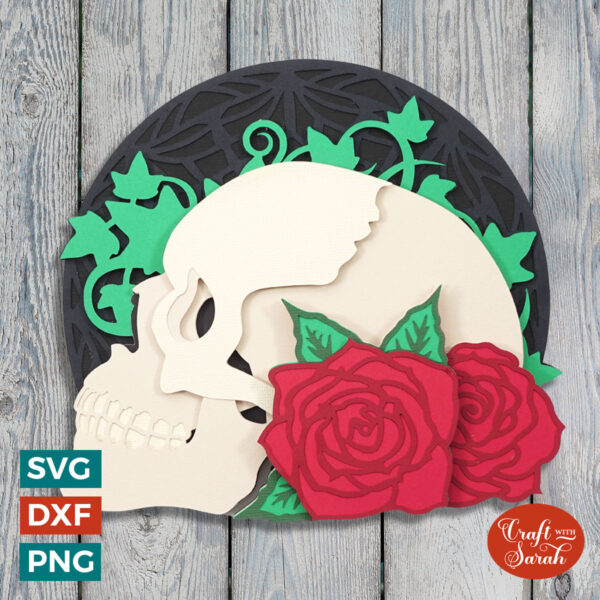 Skull with Roses SVG