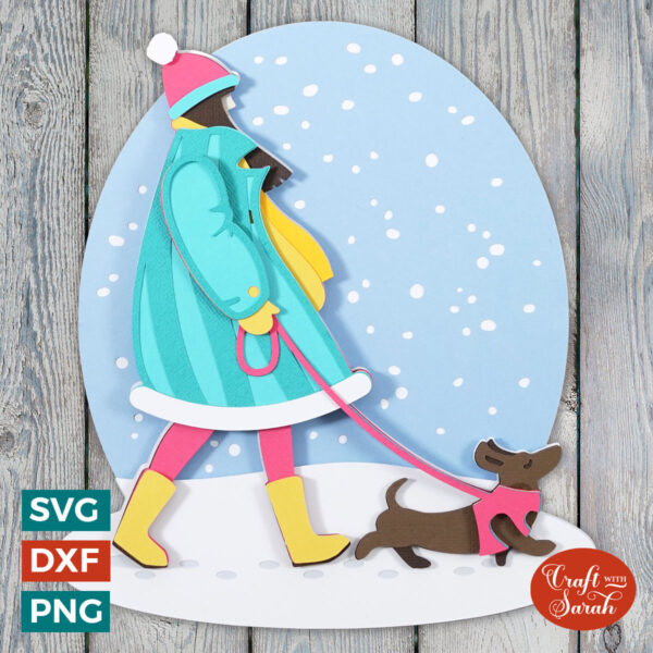 Winter Dog Walk SVG