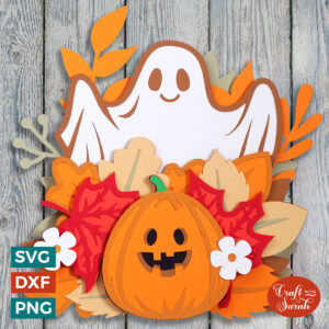 Halloween Ghost in Leaves SVG