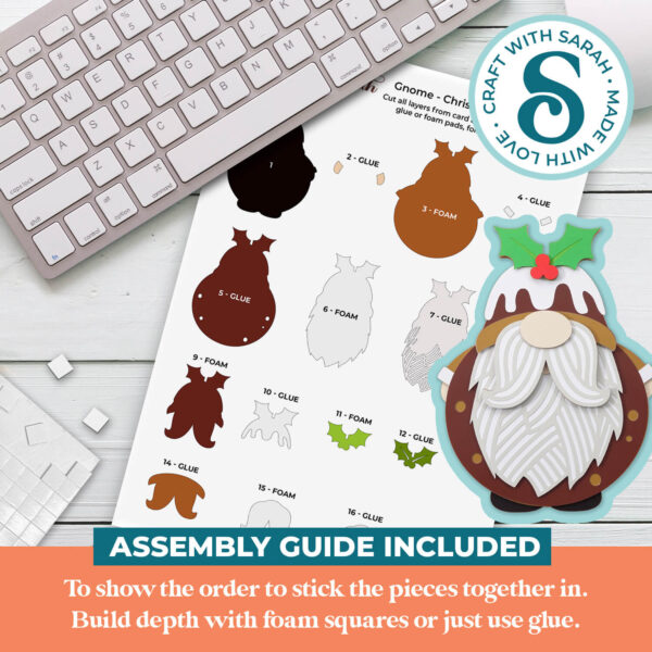 Christmas Pudding Gnome SVG - Male - Image 5
