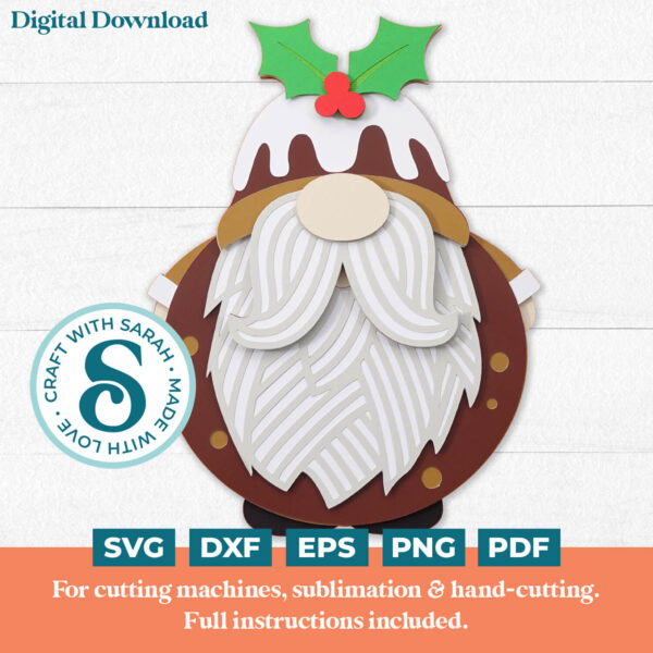 Christmas Pudding Gnome SVG - Male