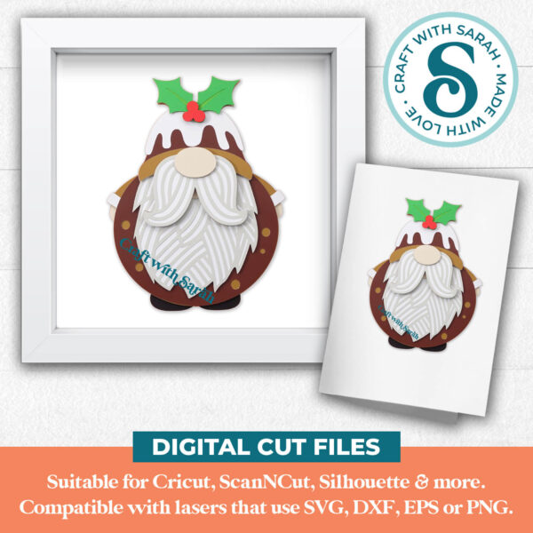 Christmas Pudding Gnome SVG - Male - Image 4