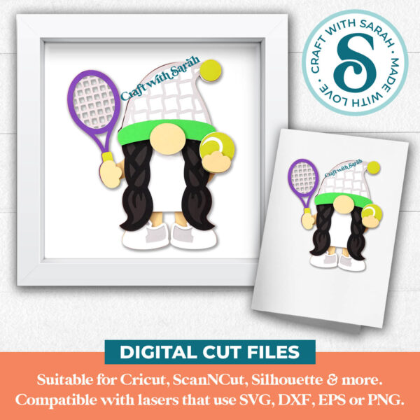 Tennis Gnome SVG - Female - Image 2
