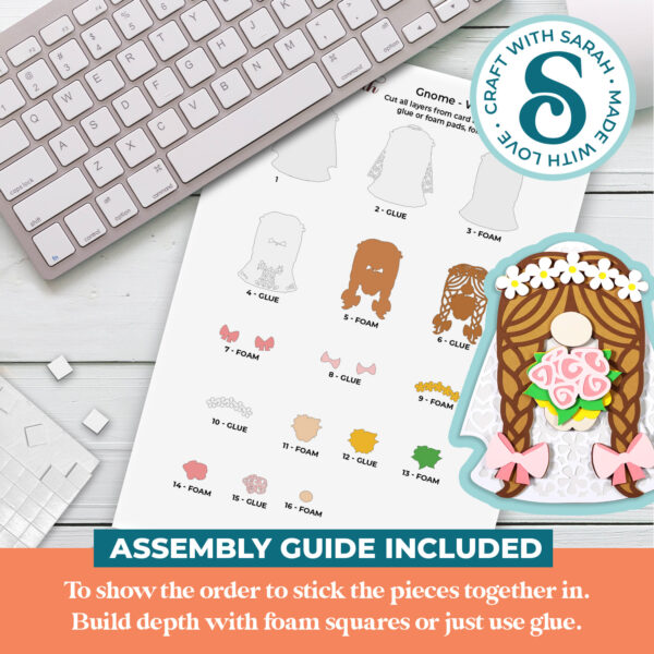 Wedding Gnome SVG - Female - Image 3