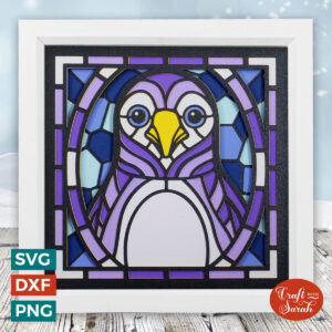 Penguin Stained Glass Shadow Box