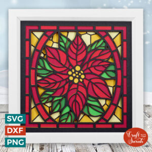Poinsettia Stained Glass Shadow Box