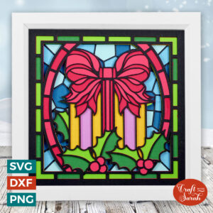 Christmas Present Stained Glass Shadow Box