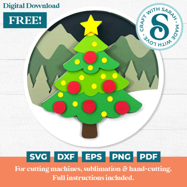 Christmas Tree SVG with Circular Background