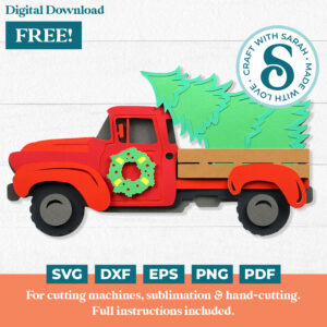 Christmas Truck SVG with Rustic Tree