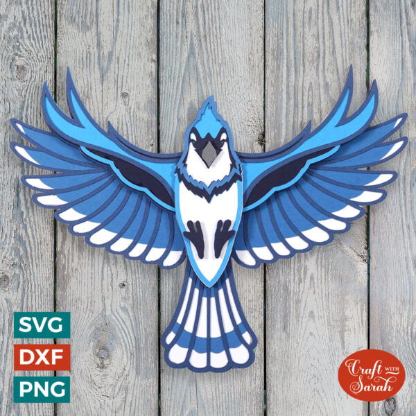 Blue Jay in Flight SVG