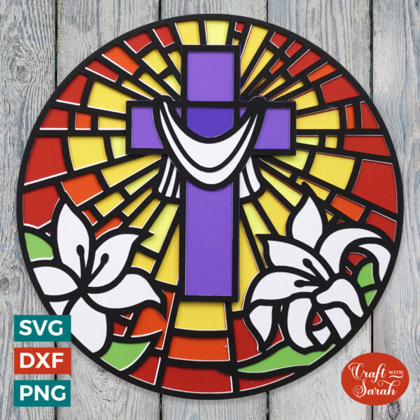 Easter Cross Stained Glass Window SVG