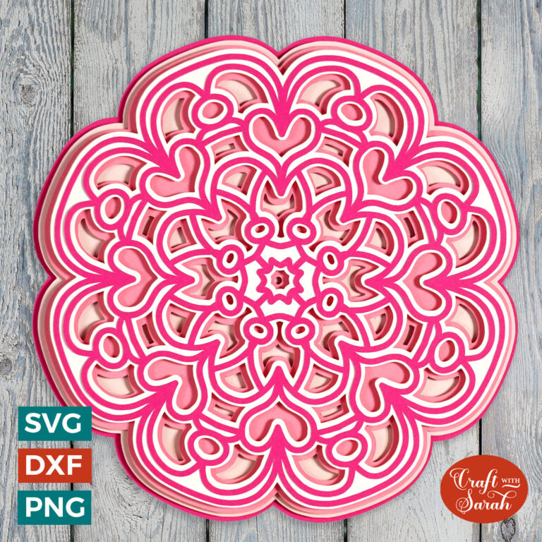 Flower and Heart Mandala SVG - Craft with Sarah