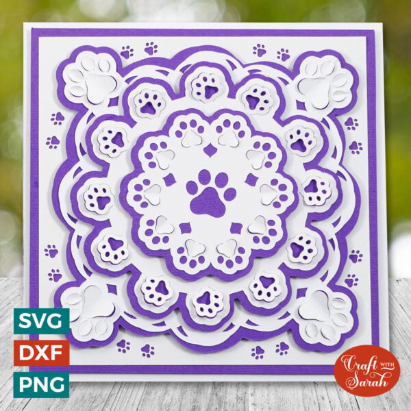 Paw Prints Mandala Bend Out Card