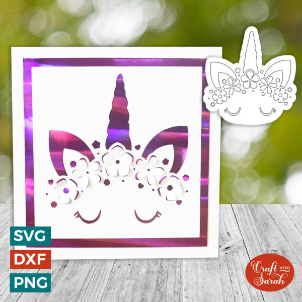 Flower Crown Unicorn Bend Out Card