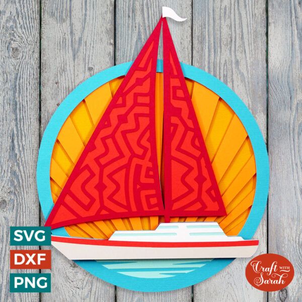 Sailboat on Sea SVG