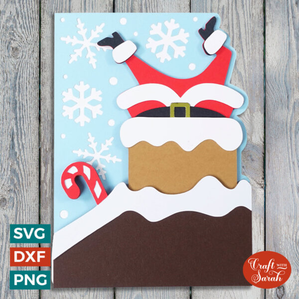 Santa in Chimney Side Edge Card