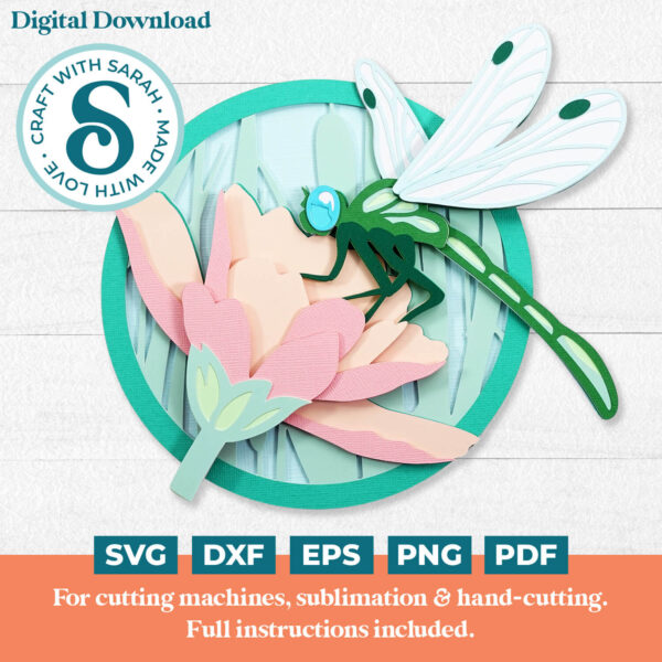 Dragonfly On Flower SVG