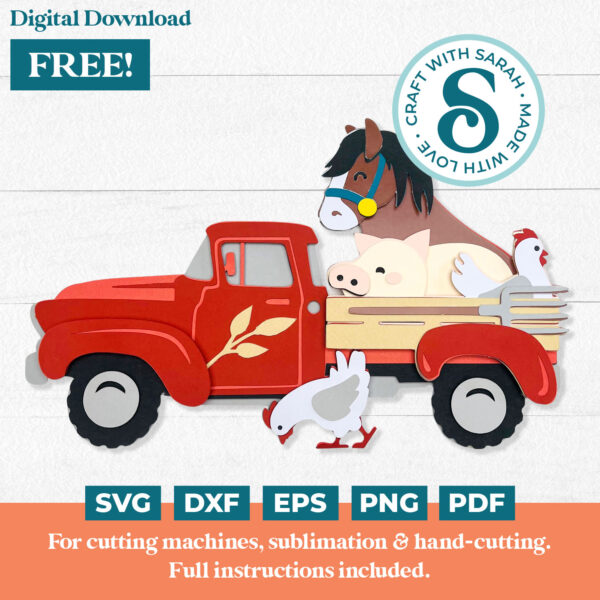 Farm Truck SVG with Cute Animals