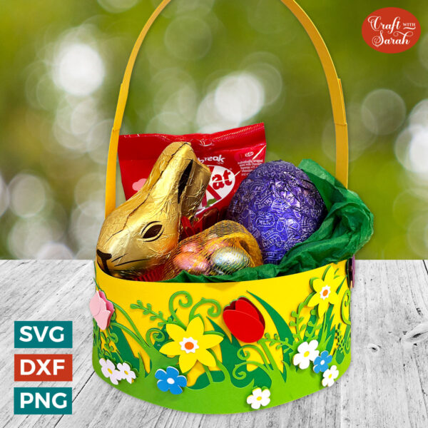 Easter Basket SVG with Spring Flowers
