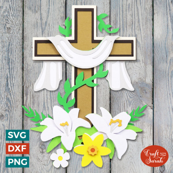 Easter Cross with Lilies