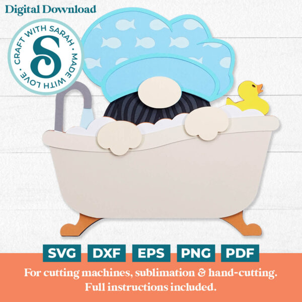 Bathtub Gnome SVG - Male