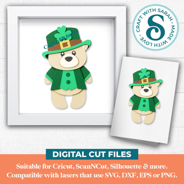 St Patrick's Day Teddy SVG - Male - Image 2