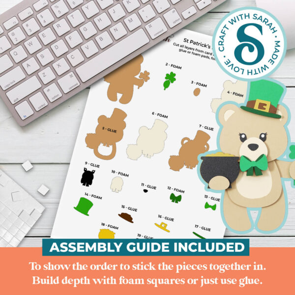 St Patrick's Day Teddy SVG - Female - Image 3