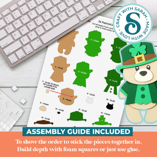 St Patrick's Day Teddy SVG - Male - Image 3