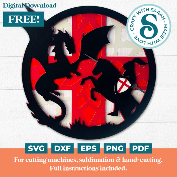 St George's Day SVG (Knight Fighting Dragon)