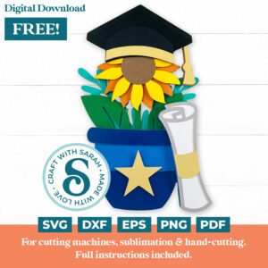 Graduation Flower Pot with Sunflower