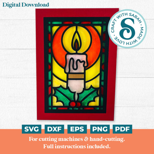 Candle Stained Glass Card